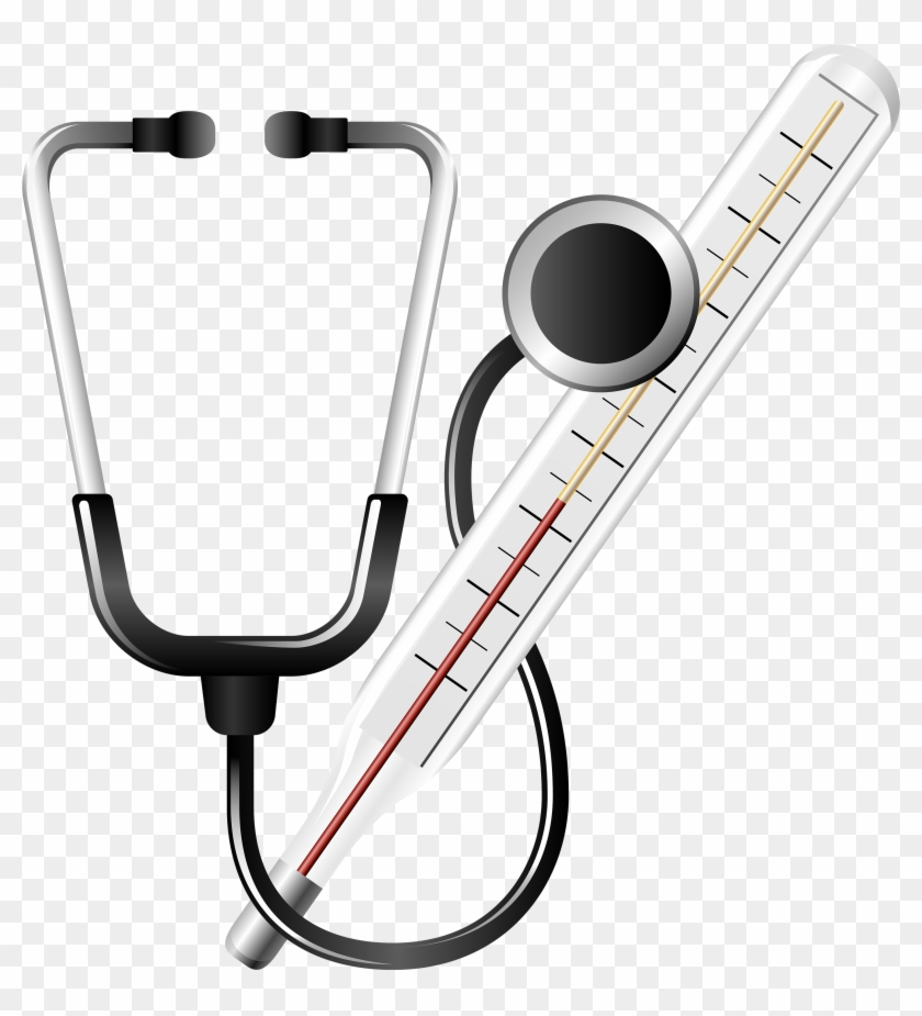 Stethoscope And Medical Thermometer Clipart Web Clipart - Stethoscope Thermometer #438849