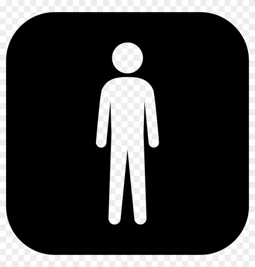 Standing Man White Silhouette In A Black Rounded Square - Silueta De Persona En Blanco #439033