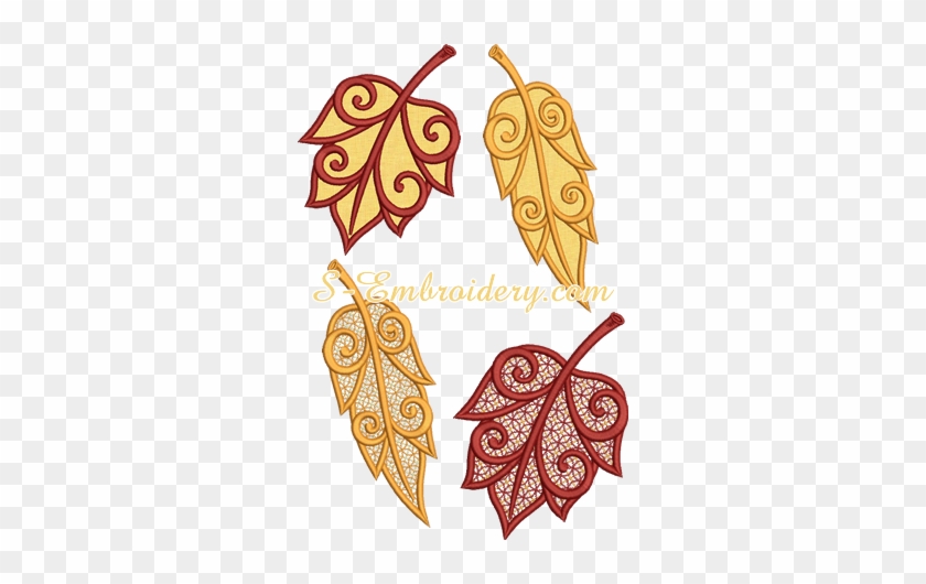 Autumn Leaves Cutwork Lace And Applique Machine Embroidery - Cutwork #439348