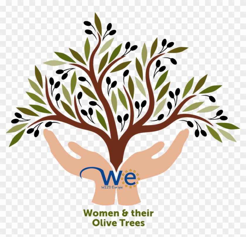 Women And Their Olive Trees - Hand Tree Black And White Clipart #439379