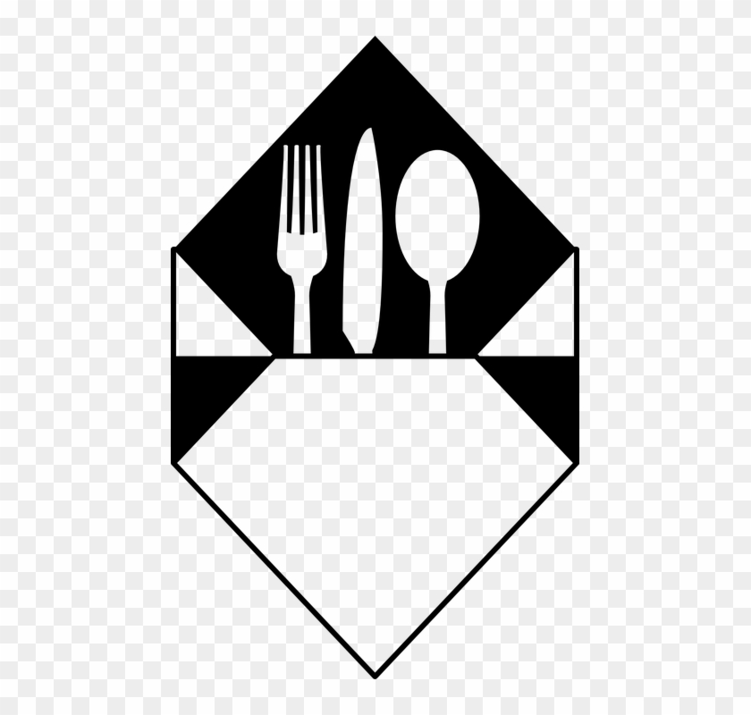 Cutlery Clipart Table Napkin - Black And White Silverware #439427