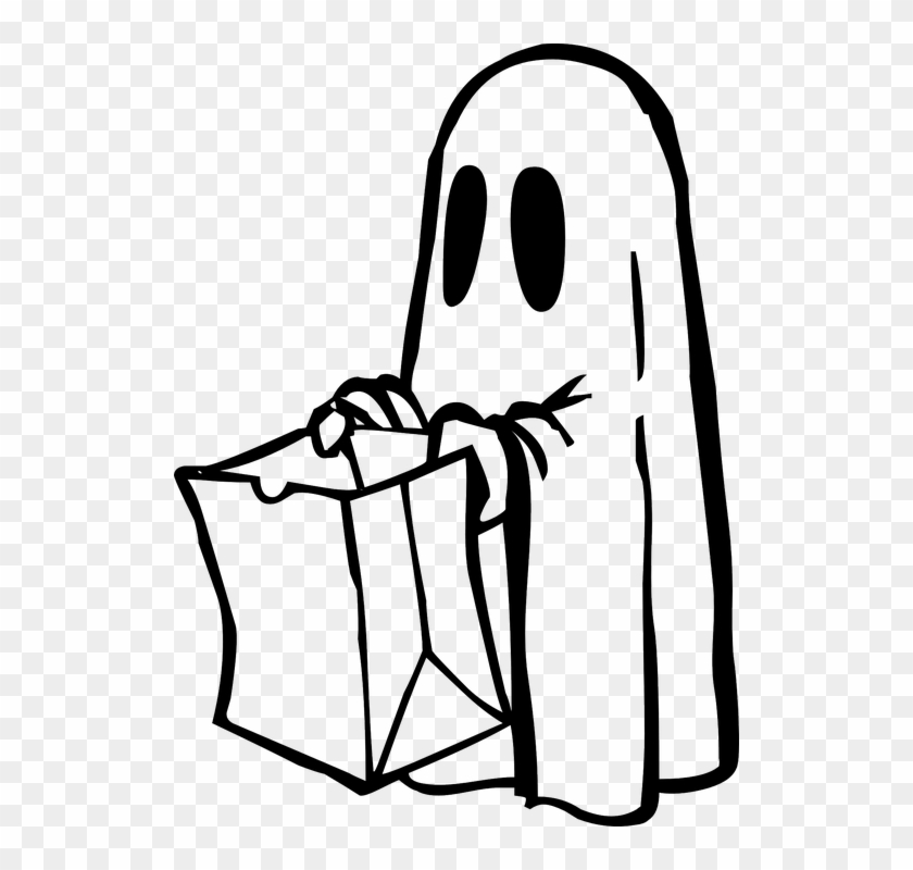 Ghostly Clipart Trick Or Treating - Black And White Halloween #439534