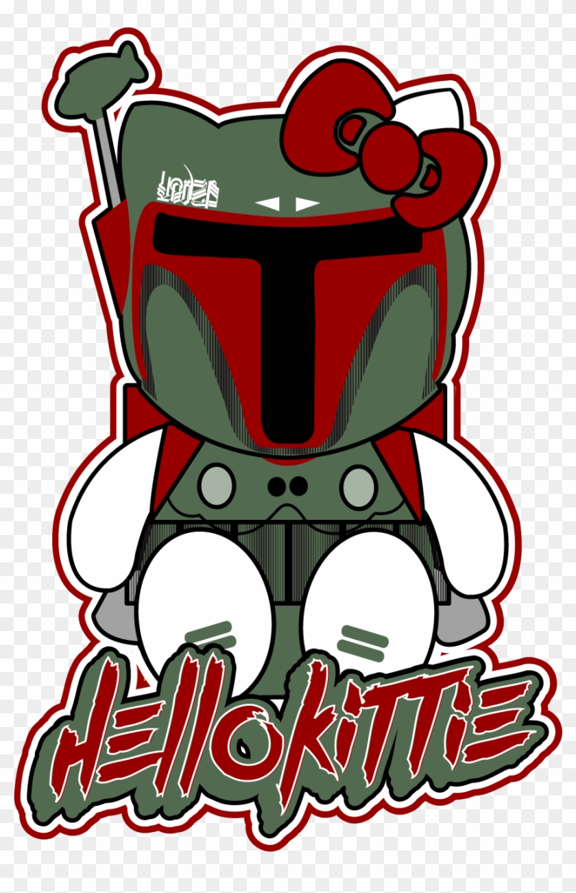 New Hello Kitty X Boba Fett Shirts Sticker Free Transparent