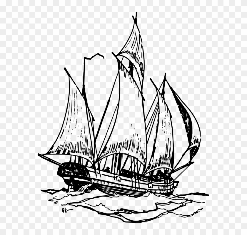 Drawn Sailing Ship Transparent - Once Aboard The Lugger #440172