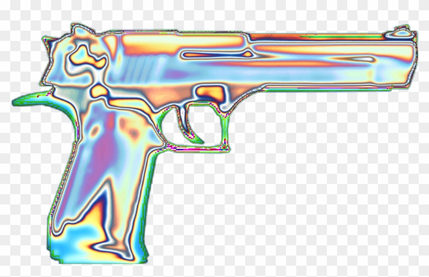 Holographic Holo Gun Vaporwave Aesthetic Masscreation - Vaporwave Aesthetic Gun Png #440733