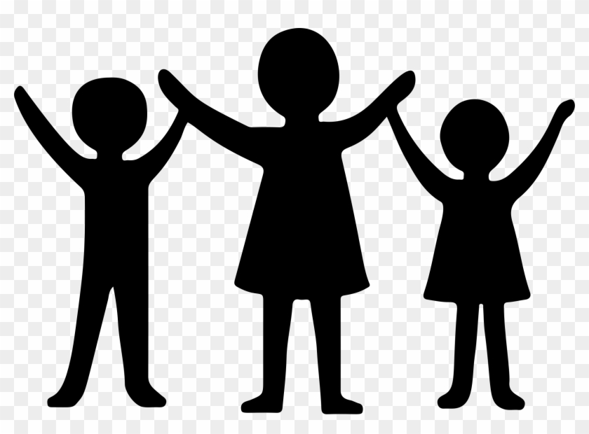 Children Holding Up Arms - Kids Clipart Silhouette #441048