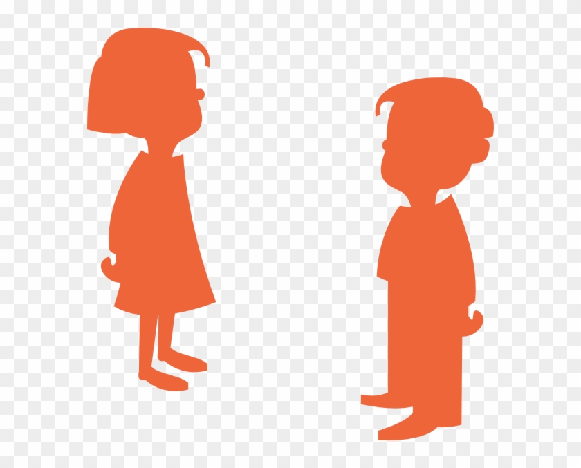 Boy Silhouette Orange Clip Art At Clker - Cartoon Girl And Boy #441086