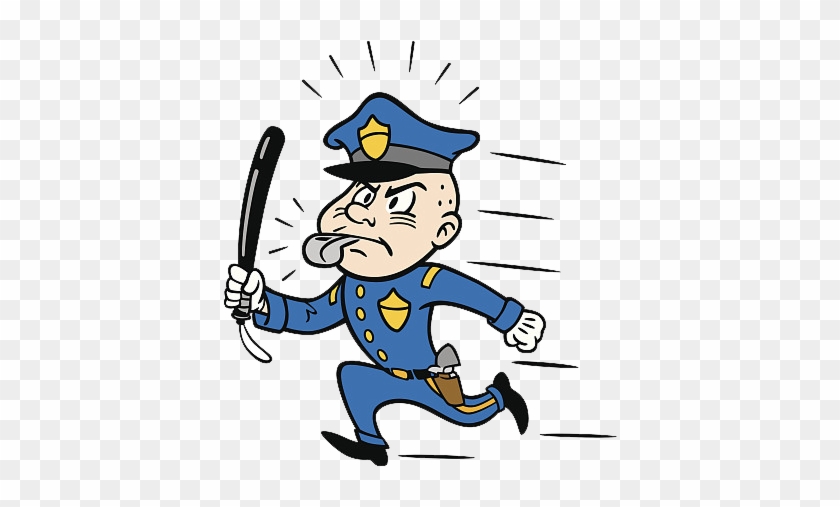 Police Officer Baton Clip Art - Police Cartoon Running Transparent #441210