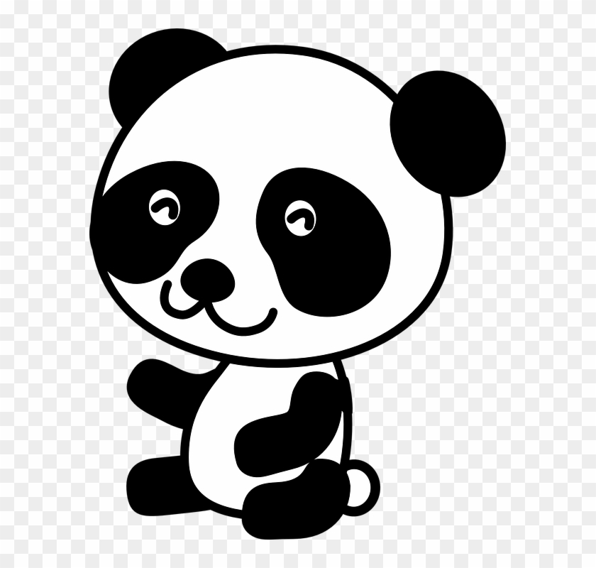 Drawn Panda Cute Baby Animal - Clip Art Black And White Panda #441474