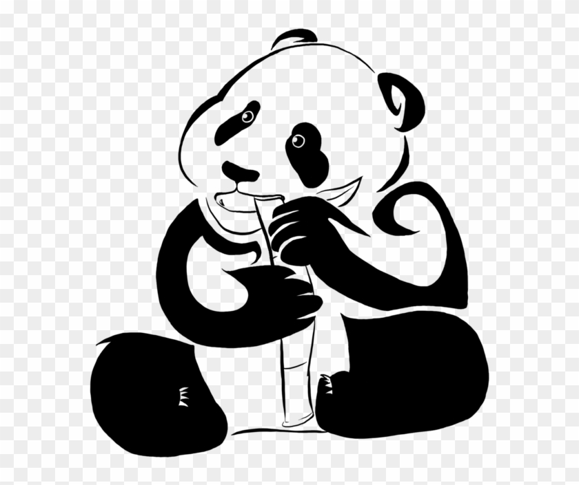 Panda Eating Bamboo Drawing - Tribal Tattoo Panda - Free Transparent PNG  Clipart Images Download