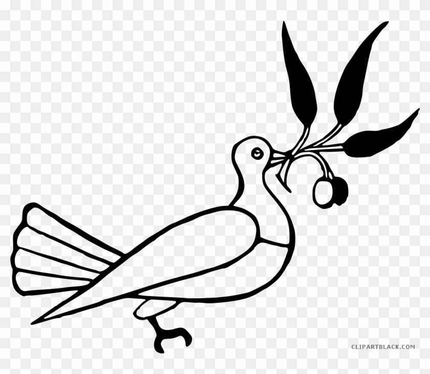 Dove With Olive Branch Animal Free Black White Clipart - Walter Crane Line And Form #441555