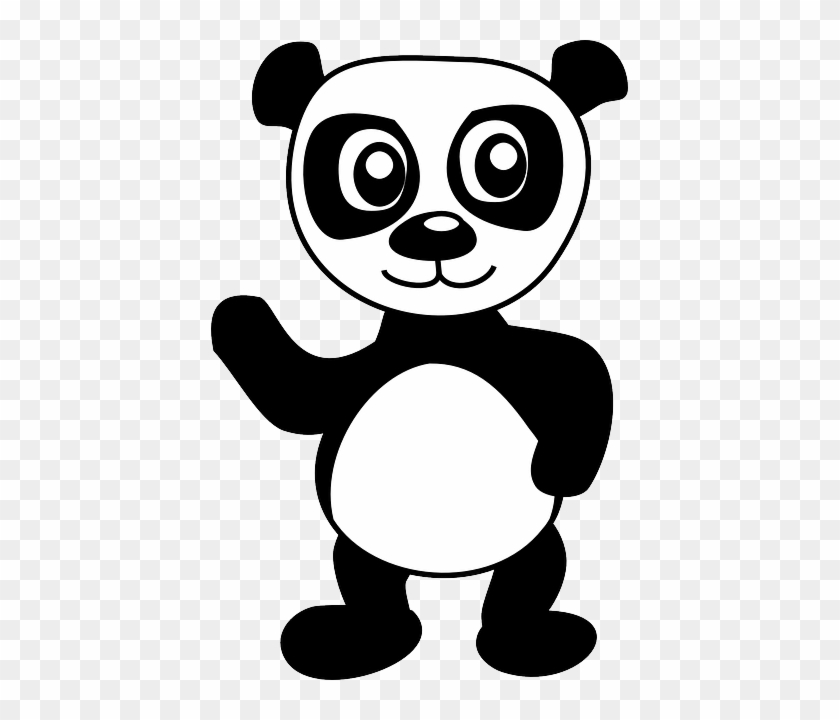 Cute Panda, Bear, Waving, Animal, Mammal, Hello, Cute - Panda Bear Clip Art #441567