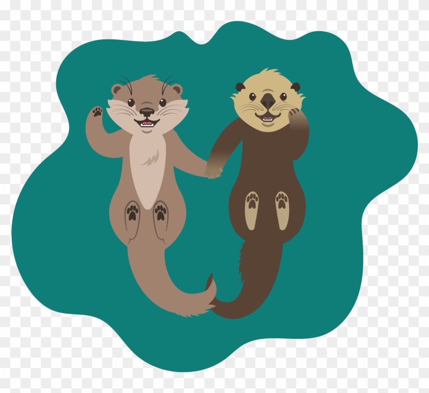 Otter Clipart Transparent - Otters Holding Hands Clipart #441588