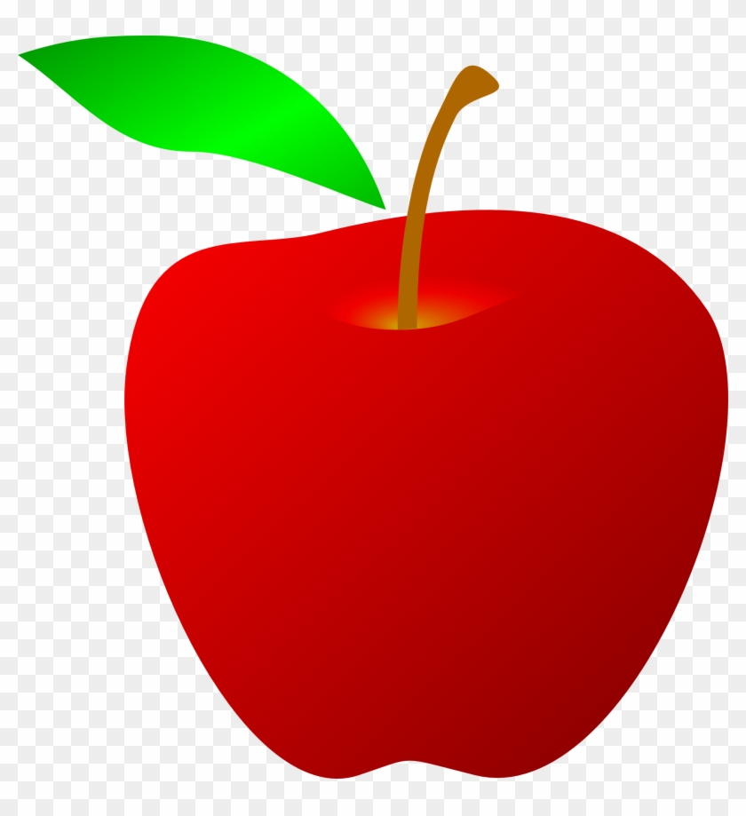Drawing Of Red Apple With Green Leaf Free Image - Transparent Apple Clip Art #441826