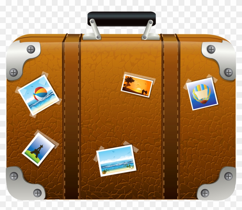 Brown Suitcase With Pictures Png Clipart Picture - Suitcase Png #441832