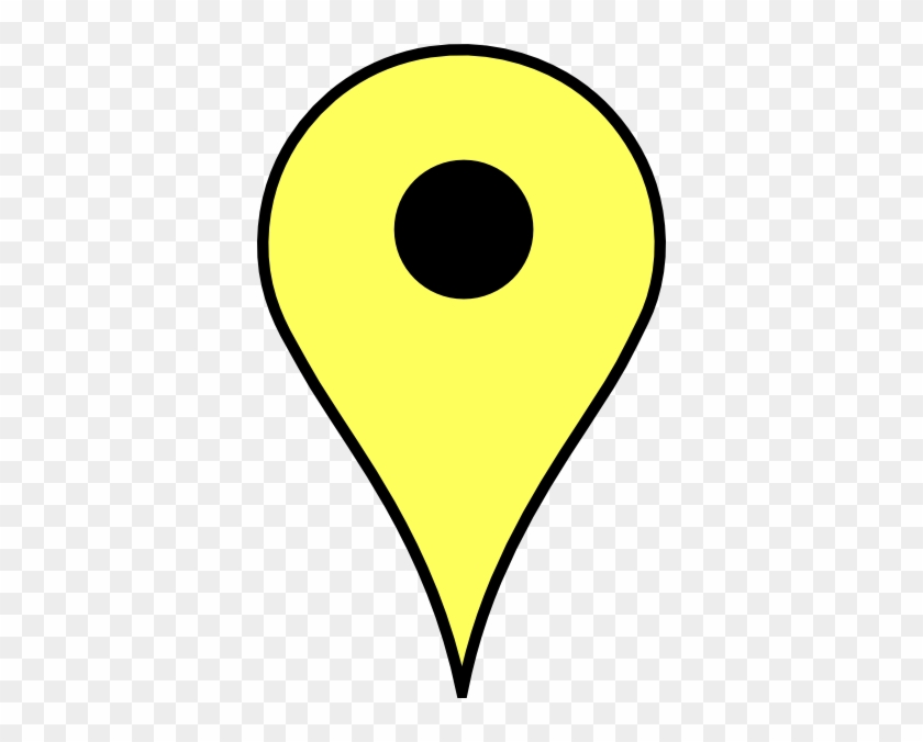 Yellow Marker Black Border Clip Art - Google Maps Yellow Marker #441961