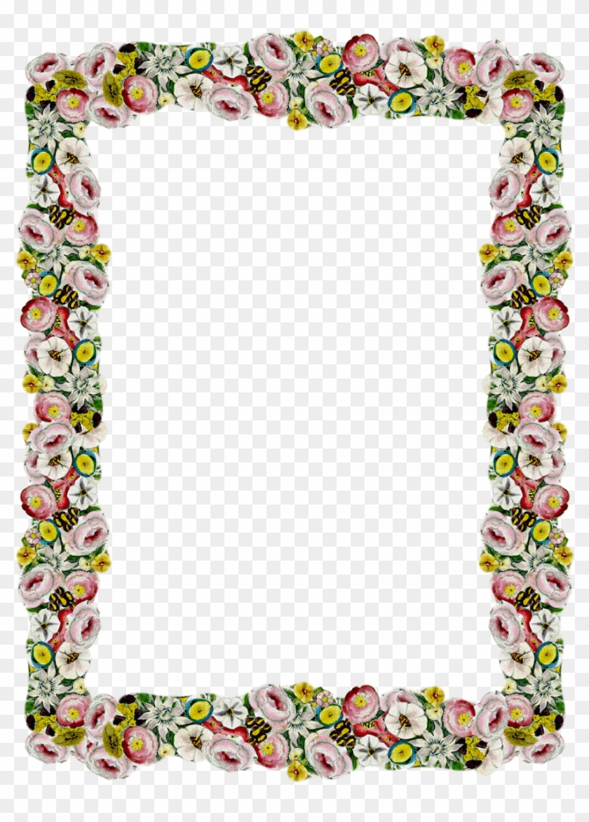 Free Digital Vintage Flower Frame And Border Png With - Frame Flower Borders Png #442024