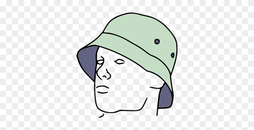 A Soft Cotton Hat With A Wide, Downwards-sloping Brim - Bucket Hat Drawing #442051