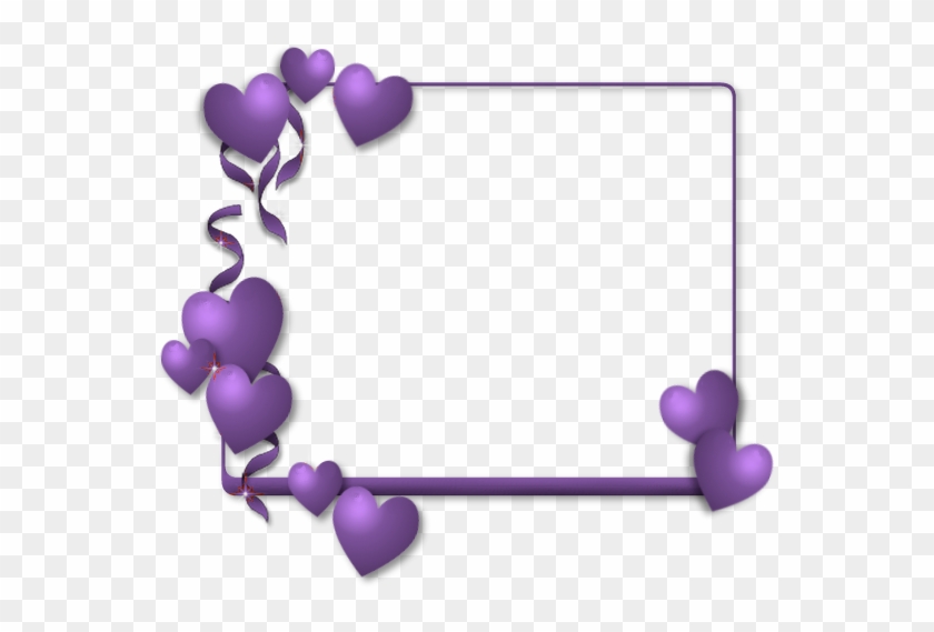 Pretty Rectangle Frame With Purple Hearts - Heart Borders And Frames #442061