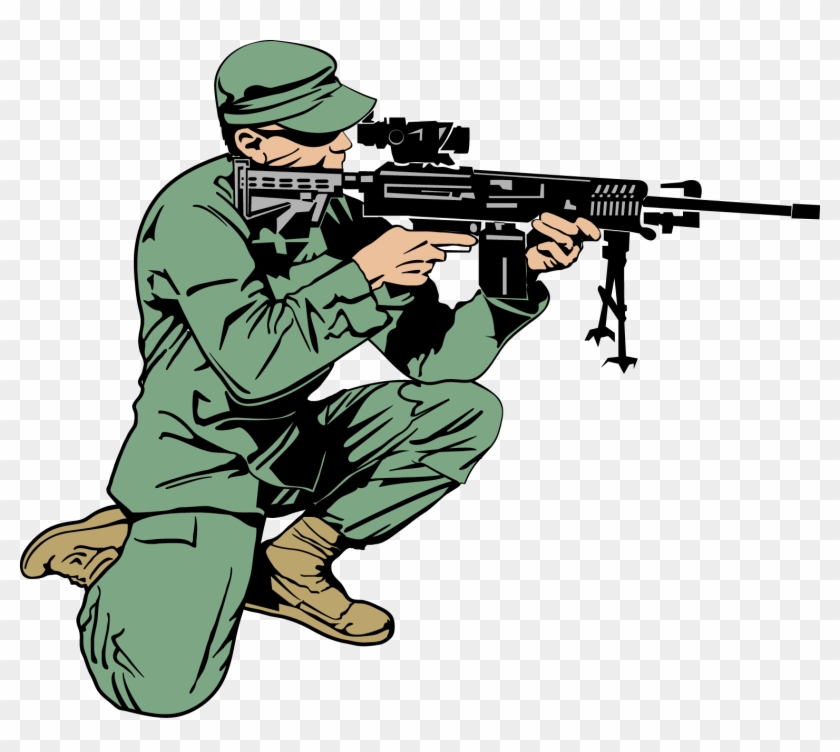 Soldier Rifle Sniper Clip Art - Sniper Vector #442137