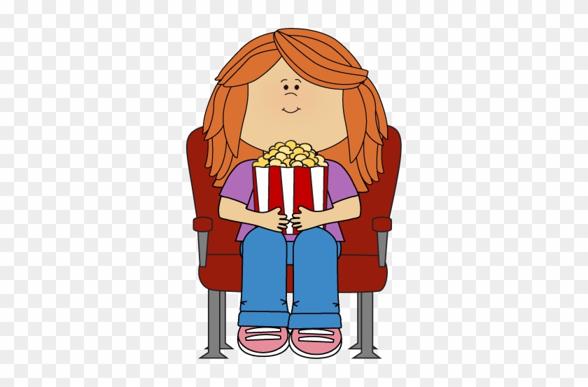 Oscar Clipart Watch Film - Cartoon Girl Watching Movie #442648