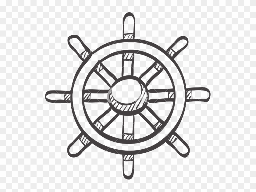 Sketch Icon Of Ship Steering Wheel - Ship Steering Wheel Sketch #442685