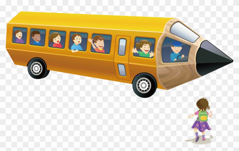 School Bus Pencil Cartoon - Pre School Bus Vector Png #442992