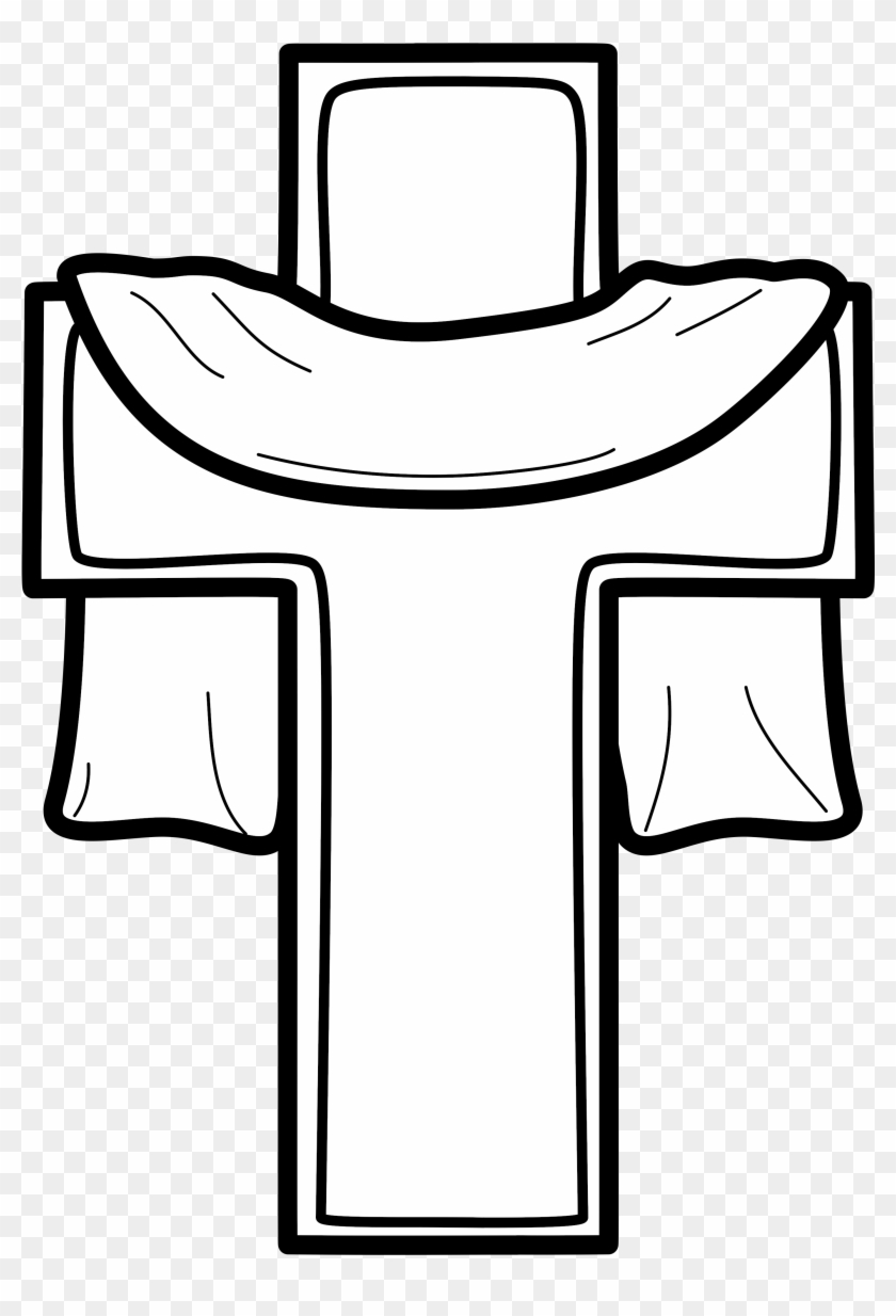 Black And White Coloring Page Of Jesus' Cross Draped - Black And White Coloring Page Of Jesus' Cross Draped #443183