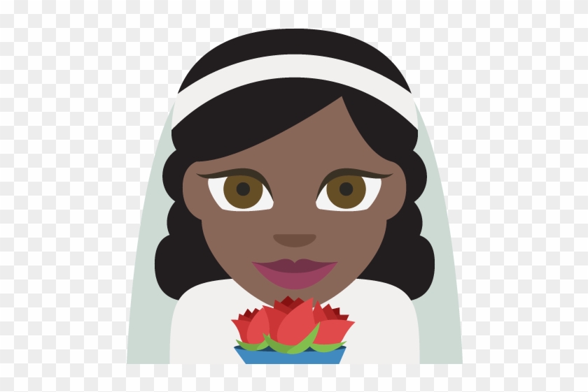 Bride With Veil Dark Skin Tone Emoji Emoticon Vector - Sticker #443616