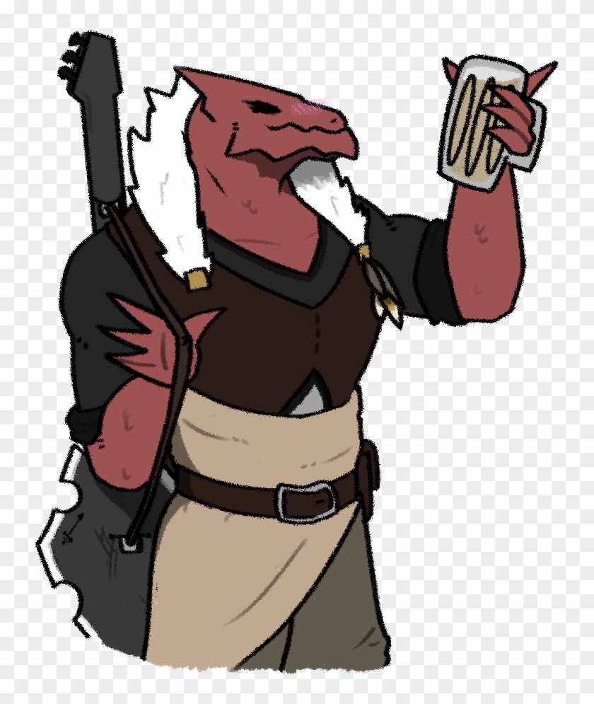 [oc] Heavy-metal Dragonborn Bard Enjoying Some Drink - D&d Dragonborn Oc #443725