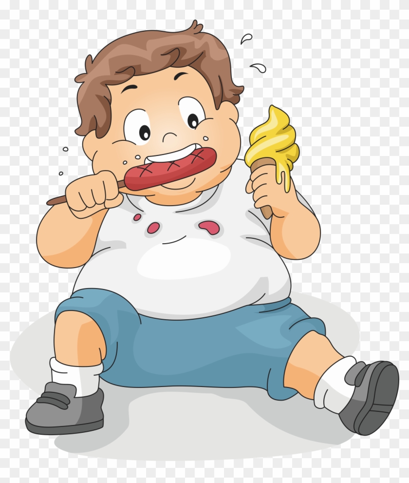 Eating Boy Child Clip Art - Overweight Child Cartoon #443961