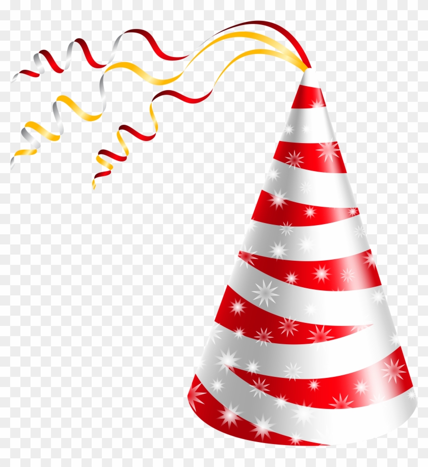 Birthday Hat White And Red Party Hat Clipart Image - Happy Birthday Cap Png #444197