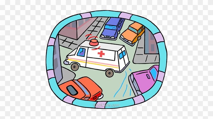 Ambulance Driving Royalty Free Vector Clip Art Illustration - Ambulance Driving Royalty Free Vector Clip Art Illustration #444269