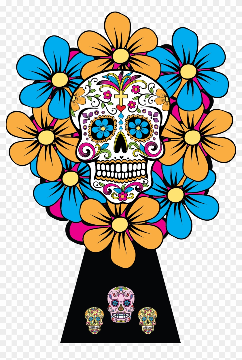 Sugar Skulls Dia De Los Muertos Bouquet - Skulls Of Dia De Los Muertos Png #444274
