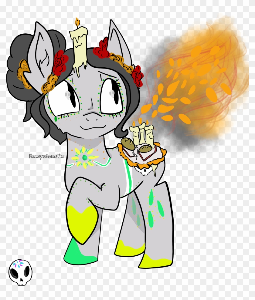 Colours, Dia De Los Muertos, Ear Fluff, Fire, Flower, - Cartoon #444299