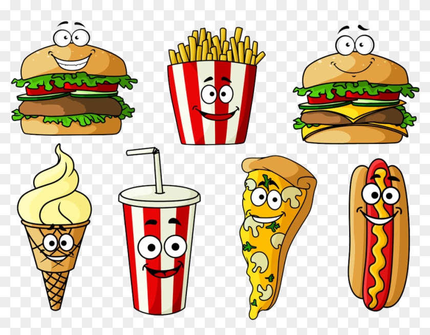 Hamburger Hot Dog Soft Drink Fast Food Cheeseburger - Junk Food Cartoon Characters #444415