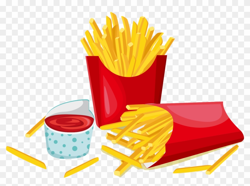 Hamburger Hot Dog French Fries Fast Food French Cuisine - Papas Fritas Vector #444465