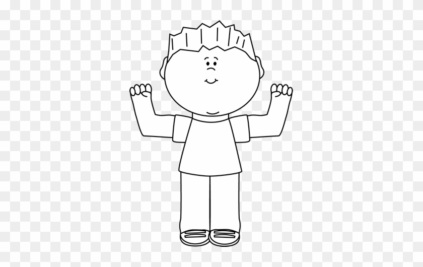 Black And White Boy Flexing - Boy Holding Clipart Black And White #444511