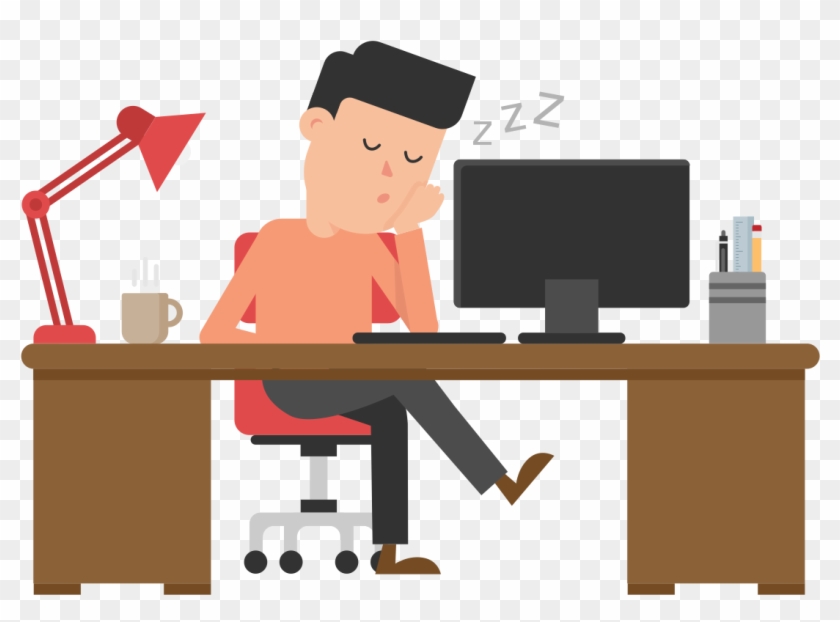 A Sleeping Boy On The Table Cartoon Desk Lie Png Image - Man On Computer Cartoon Gif #444739