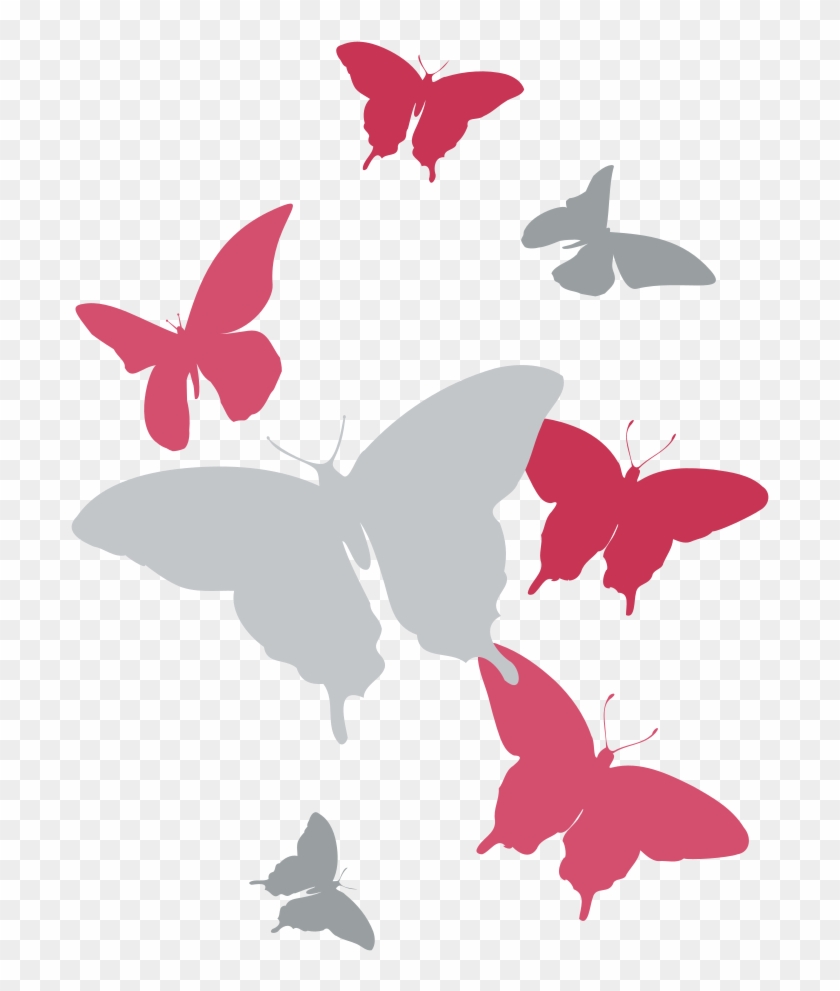 Grey Pink Butterfly Silhouette Background - Pink Butterflies Transparent Background #444880