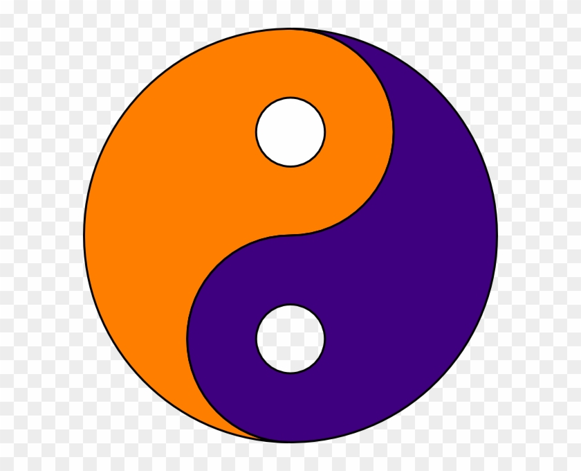 Purple Gold Ying Yang Clip Art - Yin Yang Orange And Purple #445130