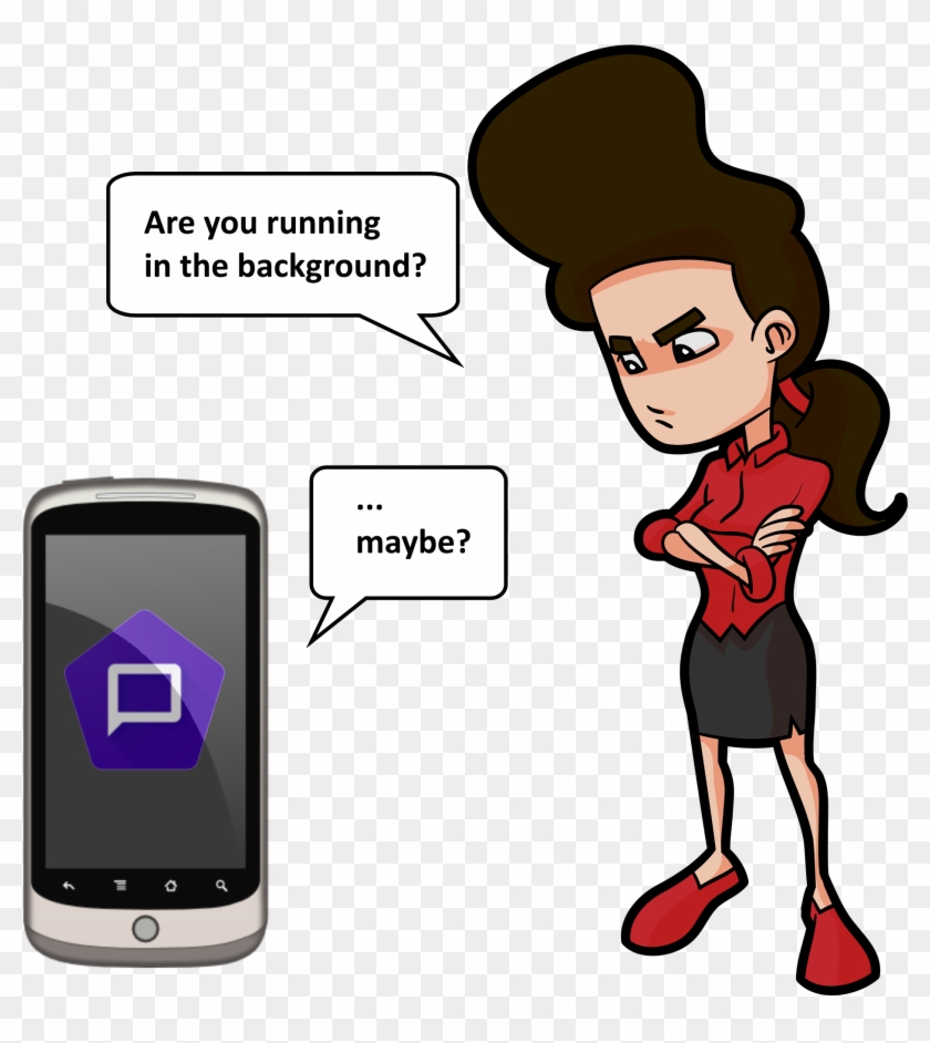Woman Asks Talkback Whether It Is Running In The Background - Cell Phone Clip Art Free #445595