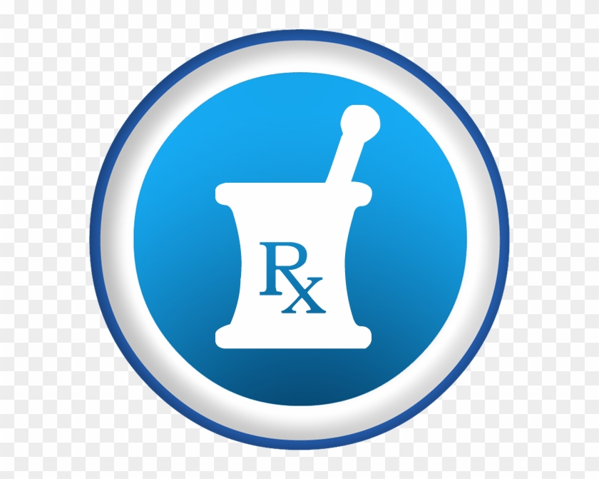 Mortar Pestle Rx Symbol Blue Button - Pharmacy Mortar And Pestle #446161