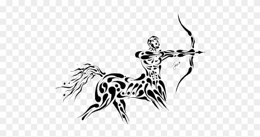 Zodiac Tattoos Png Transparent Images - Tribal Tattoos Sagittarius Designs #446352