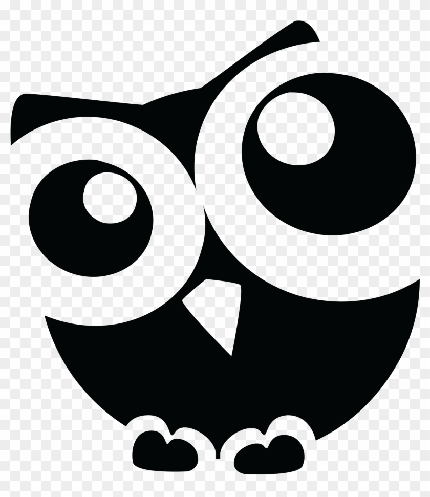 Free Clipart Of A Curious Owl Black White - Owl Black And White #446885