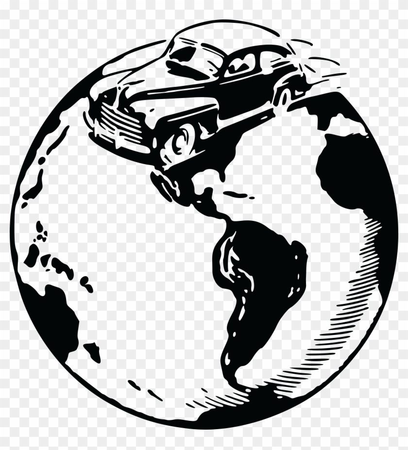 Free Clipart Of A Vintage Car On A Globe - Illustration #447003