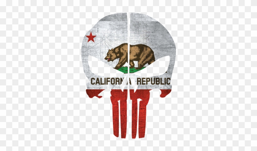 California Flag Punisher Skull Rear Helmet Reflective - California Flag Skull #447000