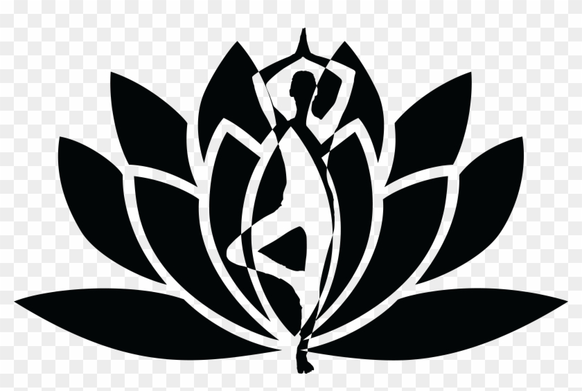 Free Clipart Of A Silhouetted Woman Doing Yoga Over - Yoga Lotus Flower #447023