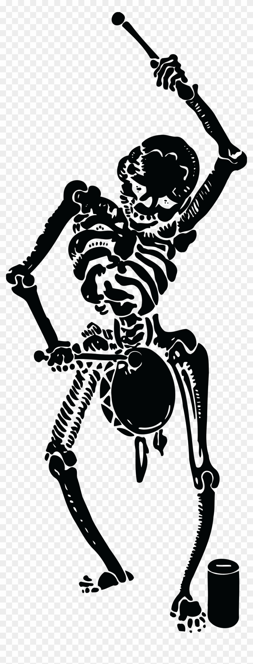 Free Clipart Of A Black And White Busker Musician Skeleton - Death March Throw Blanket #447030