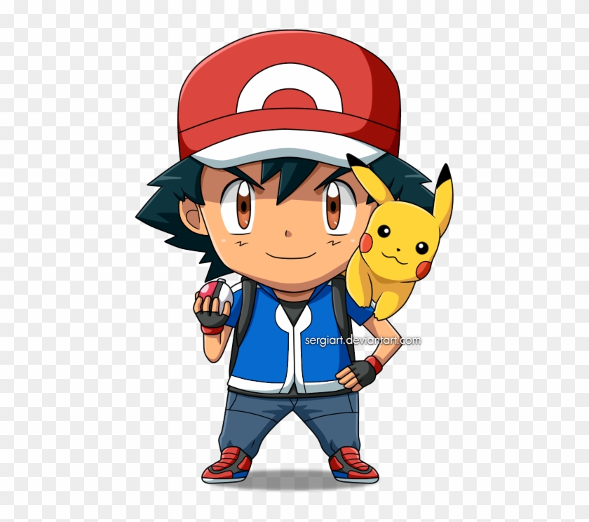 Pokemon Transparent Png Sticker - Ash Ketchum Chibi #447537